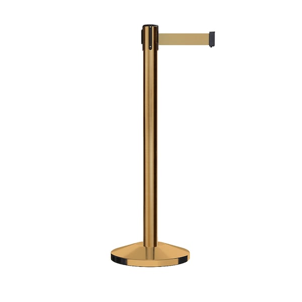 Montour Line Stanchion Belt Barrier Sat.Brass Post 11ft. Lt BrwnBelt ES400-SB-LBN-110 - main